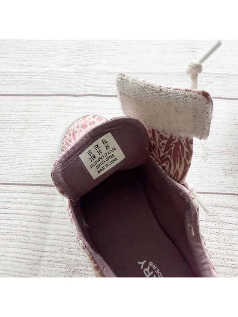 Sperry Kids Lil Boat Shoes Pink Printed Canvas Faux Lace Up Pull On Sneakers 11 - Picture 7 of 7